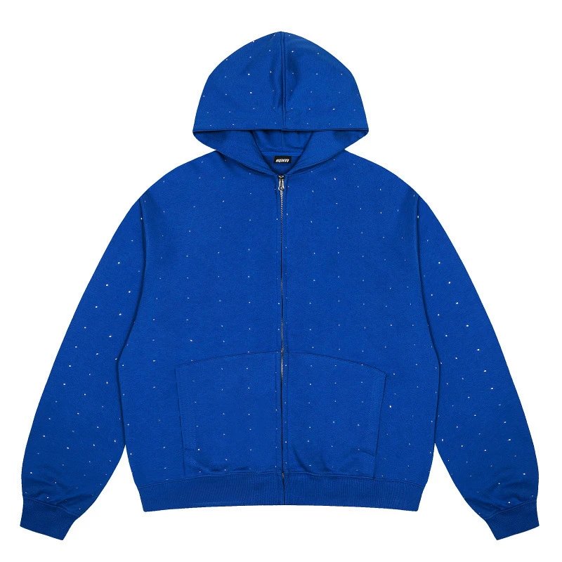 6PM Tracksuits Records Logo Hooded Tracksuit — 2008 Blue Hot Drilling Hoodie