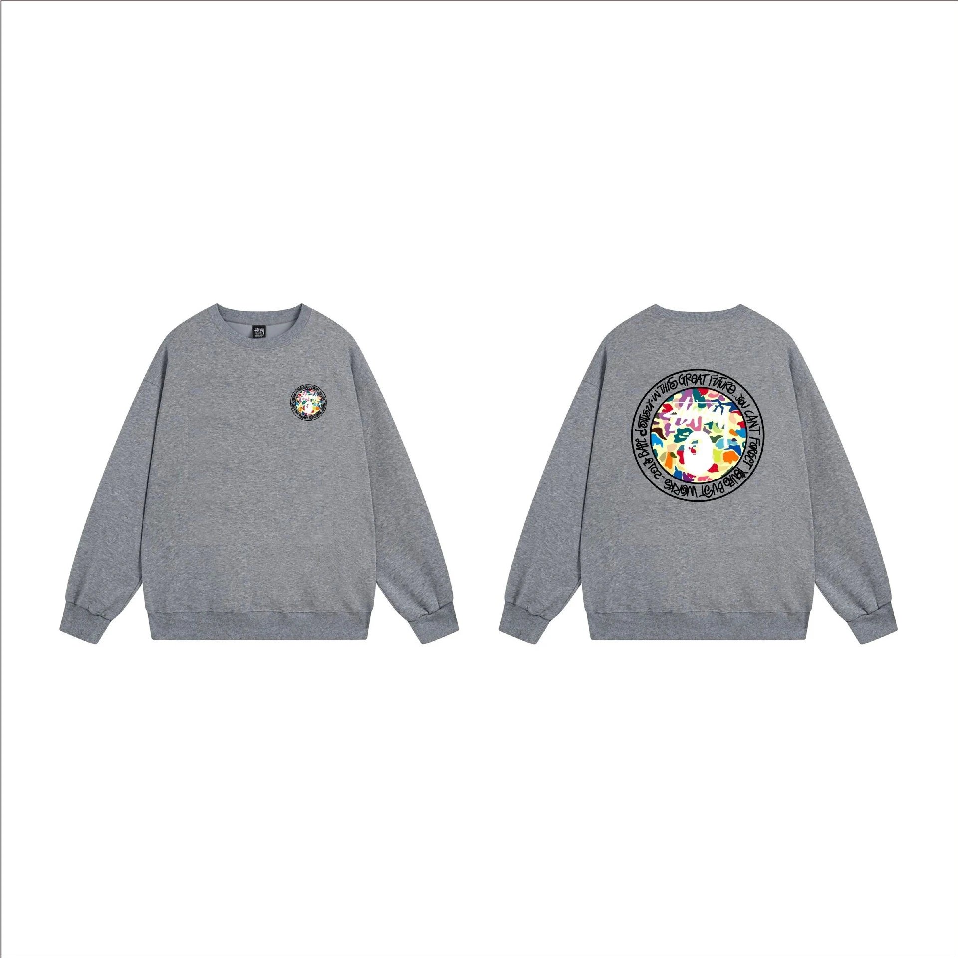 Stüssy Hoodies & Sweatshirts Crewneck graphic-print sweatshirt — 102 dark gray