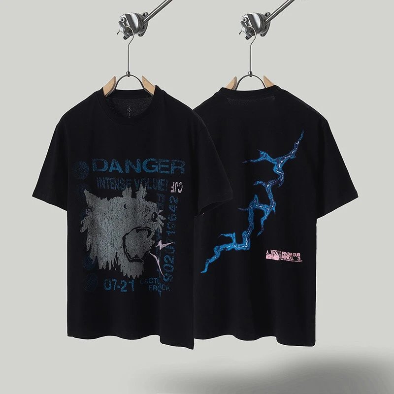 Unbranded T-Shirts Graphic Print Crewneck T-Shirt — TS68 Black