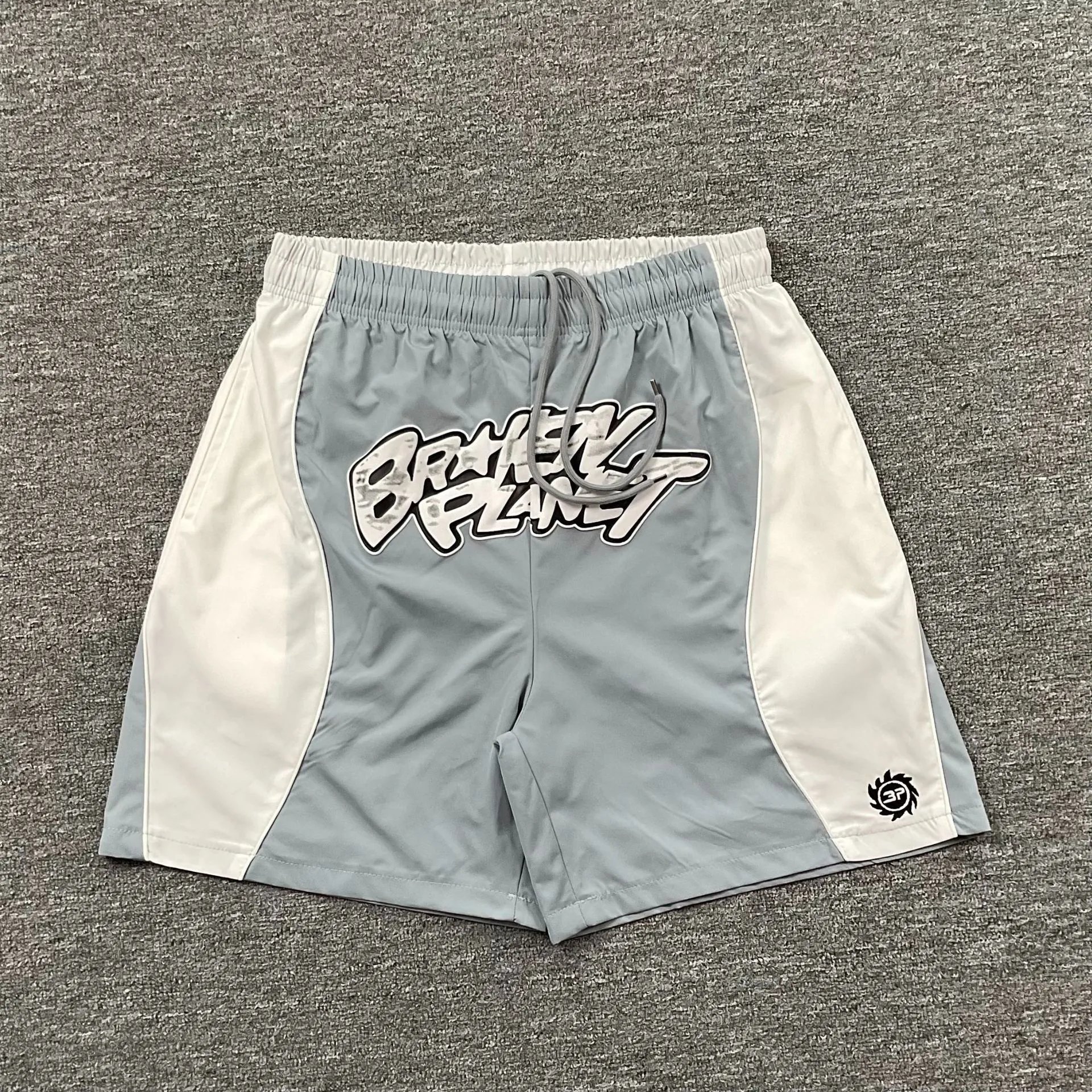 Broken Planet Shorts Graphic Panel Drawstring — 3223 gray blue