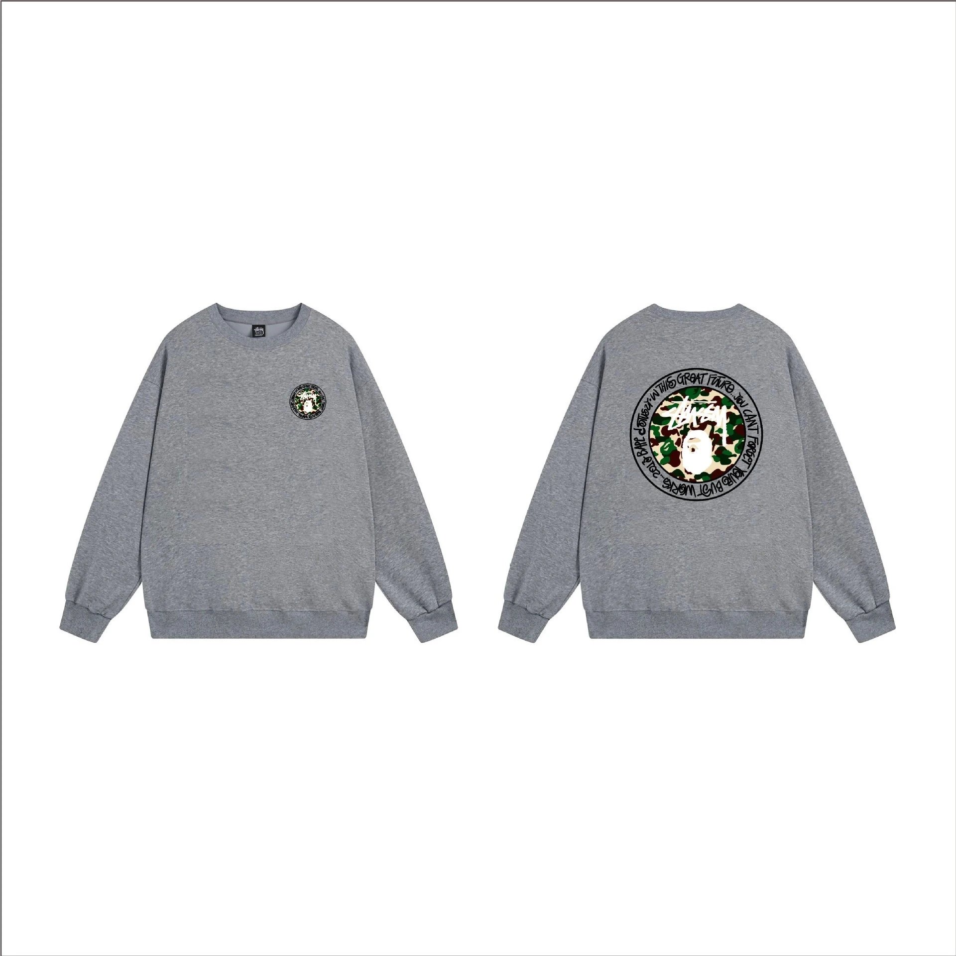 Stüssy Hoodies & Sweatshirts Crewneck graphic-print sweatshirt — 104 Dark Gray