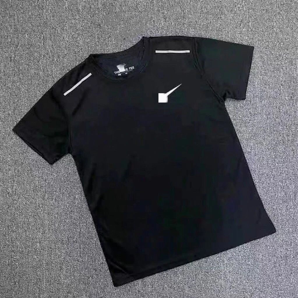 [Reflective Swoosh Short-Sleeve + Reflective Stripe] Black T-Shirt
