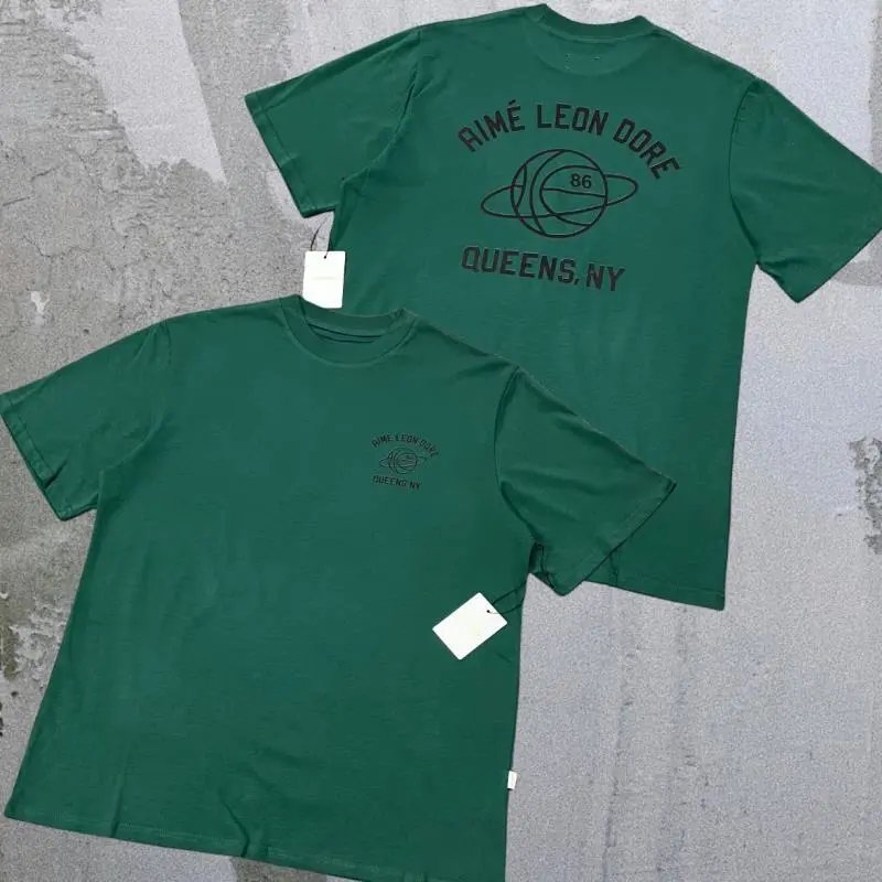 Aimé Leon Dore T-Shirts Short-sleeve logo graphic T-shirt — Green No. 86 ball A05