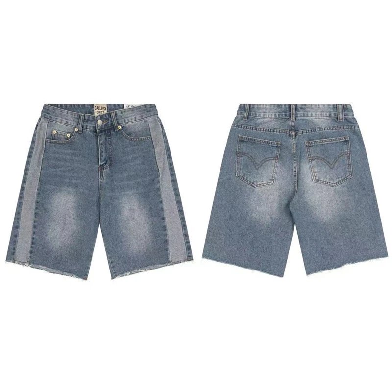 Gallery Dept. Shorts Distressed paint-splatter denim — G503 blue