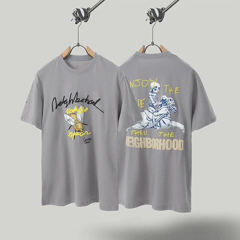 Unbranded T-Shirts Graphic Print Crewneck T-Shirt — TS 64 Light gray