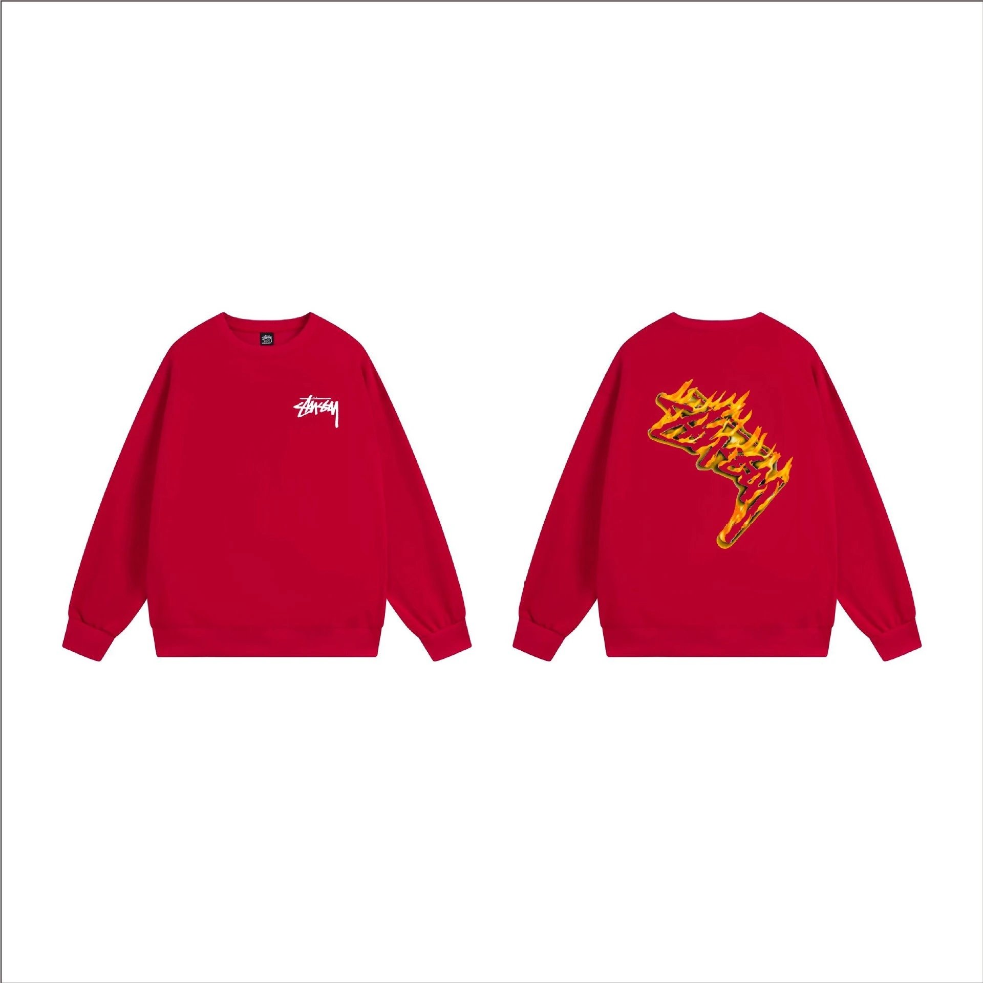 Stüssy Hoodies & Sweatshirts Crewneck graphic-print sweatshirt — 105 red