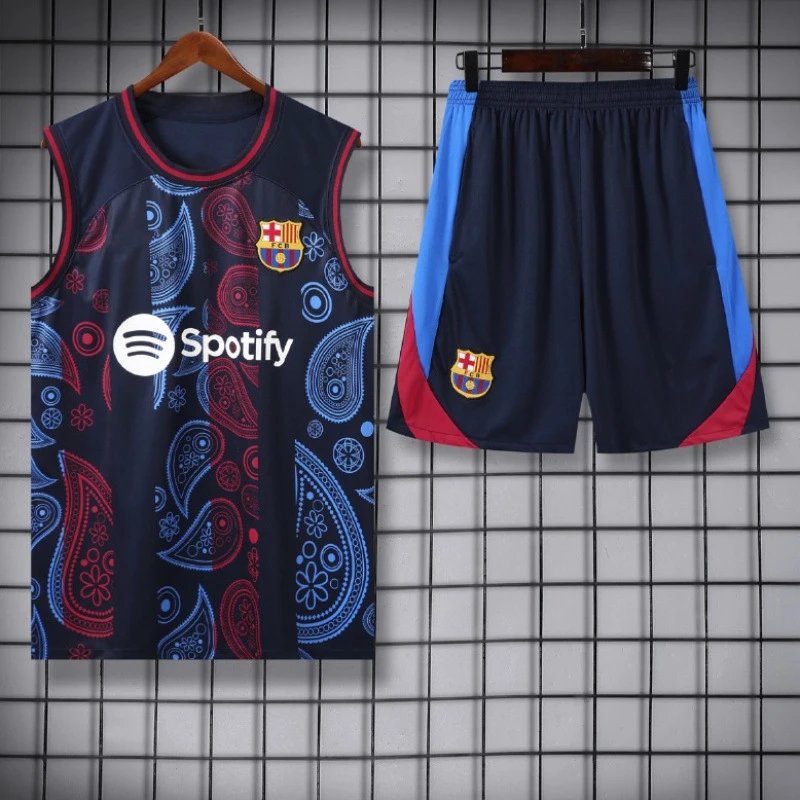 Atlético de Madrid Football Jerseys Sleeveless jersey and shorts set — 2425 Barcelona Lottery Black