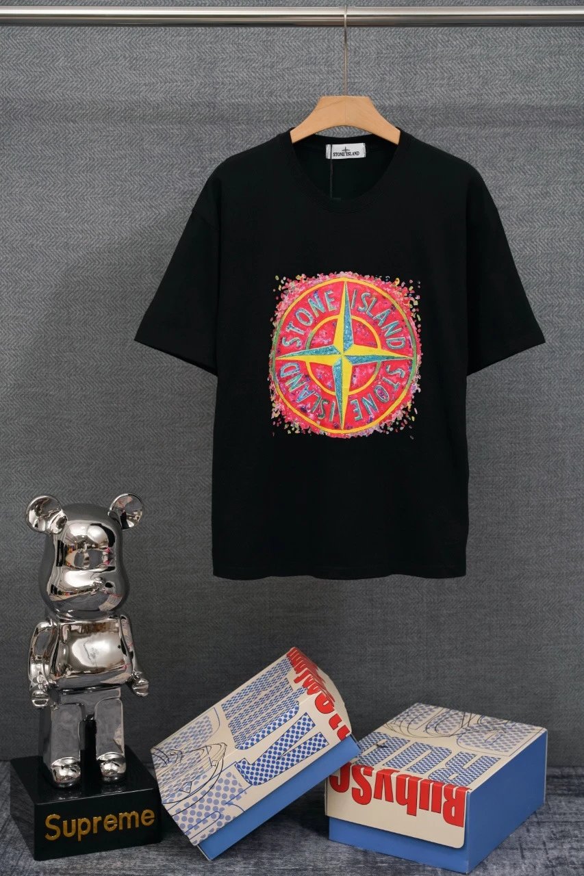 Stone Island T-Shirts Compass Graphic Short-Sleeve T-Shirt — SD 31 Black