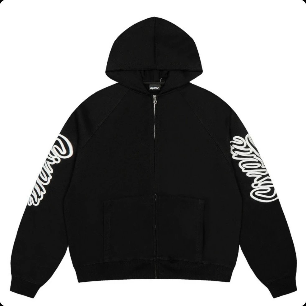6PM Tracksuits Records Logo Hooded Tracksuit — 2007 Black hoodie