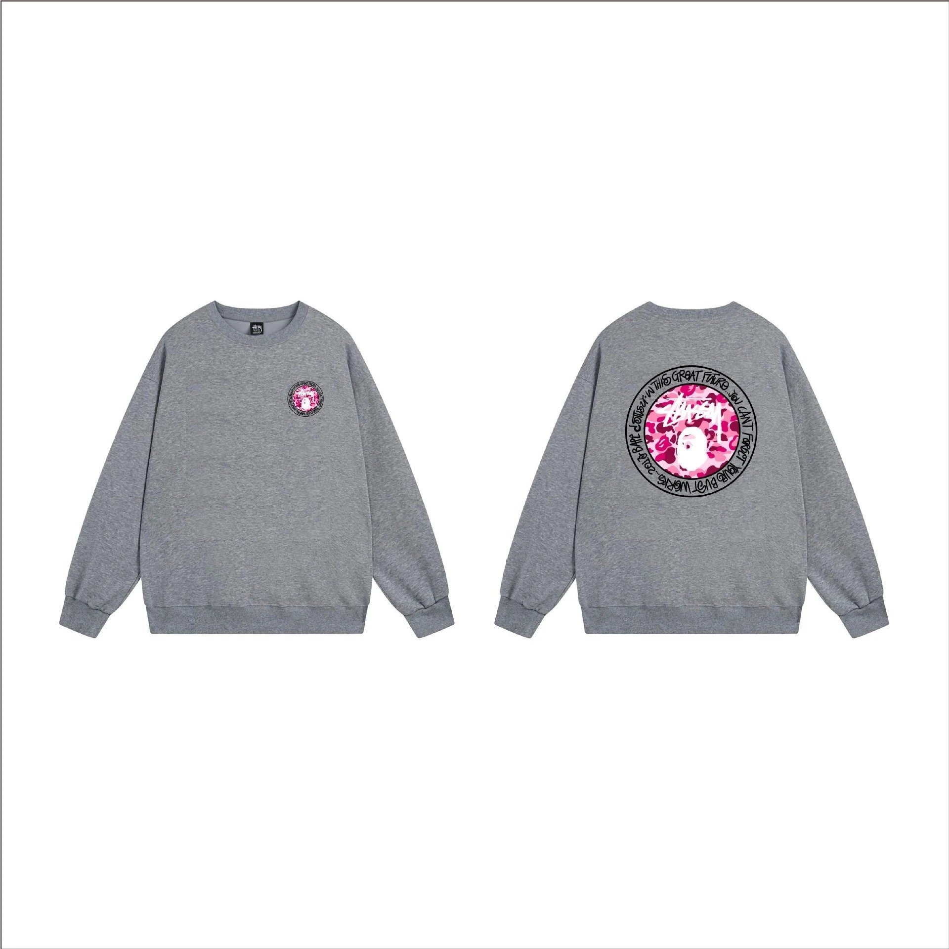 Stüssy Hoodies & Sweatshirts Crewneck graphic-print sweatshirt — 101 Dark Gray