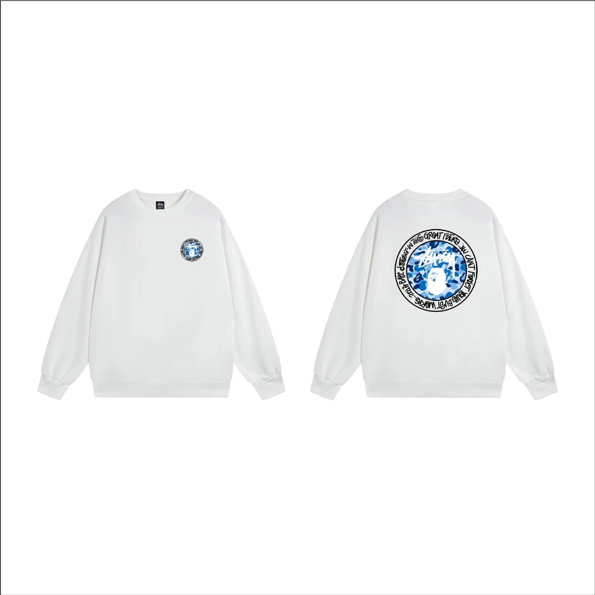Stüssy Hoodies & Sweatshirts Crewneck graphic-print sweatshirt — 103 white