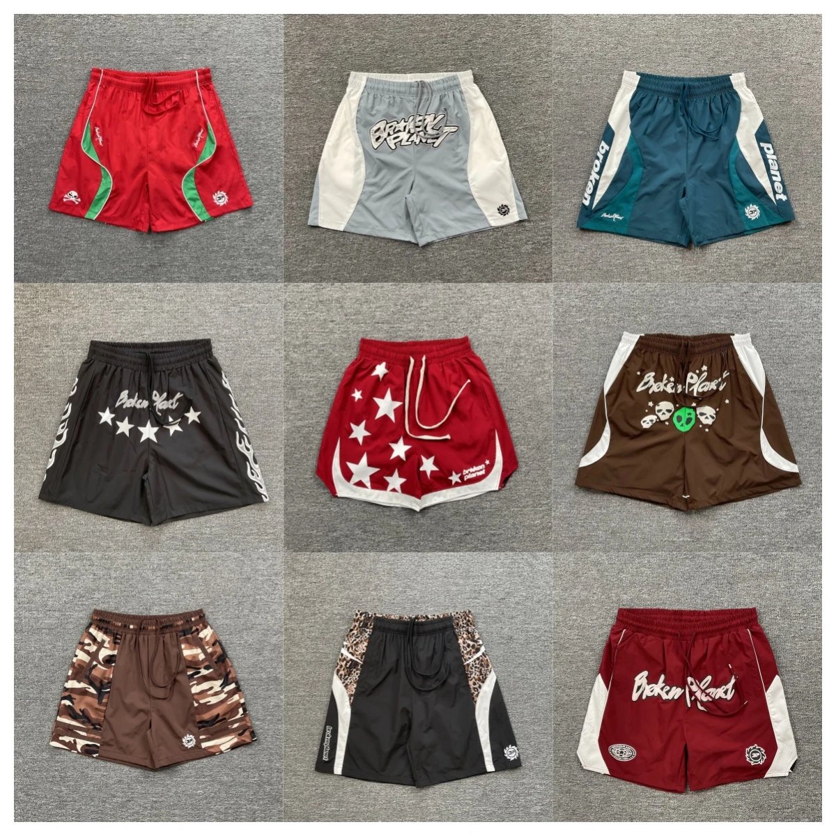 Broken Planet Red and Black Shorts