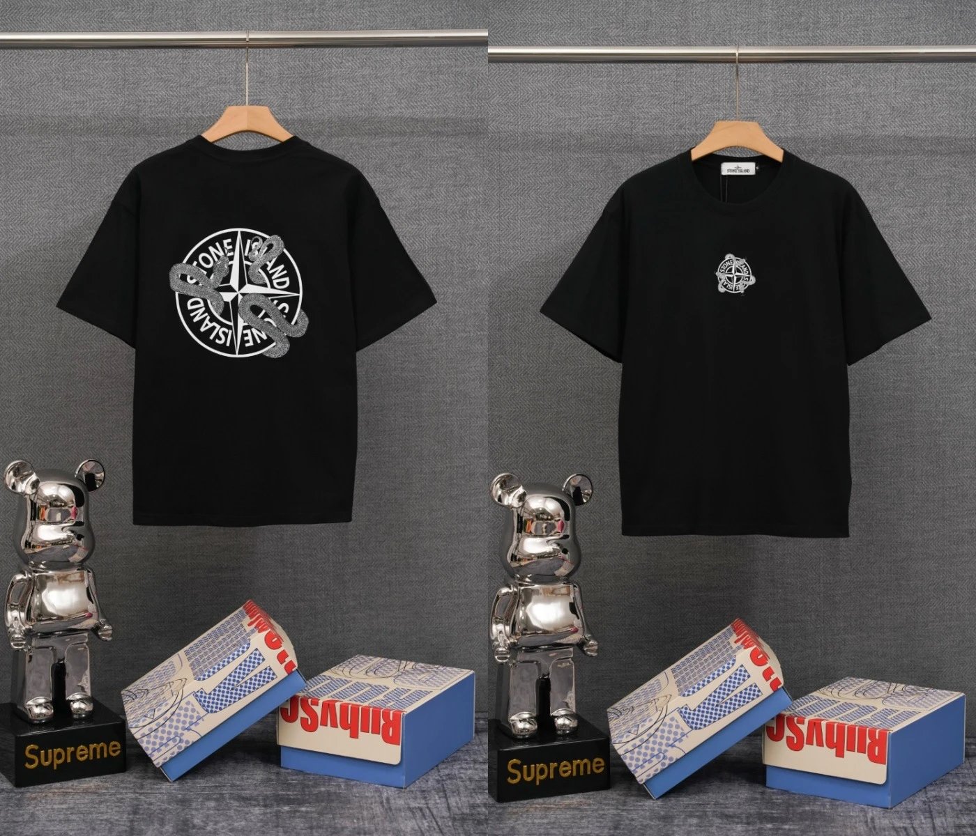 Stone Island T-Shirts Compass Graphic Short-Sleeve T-Shirt — SD 33 Black
