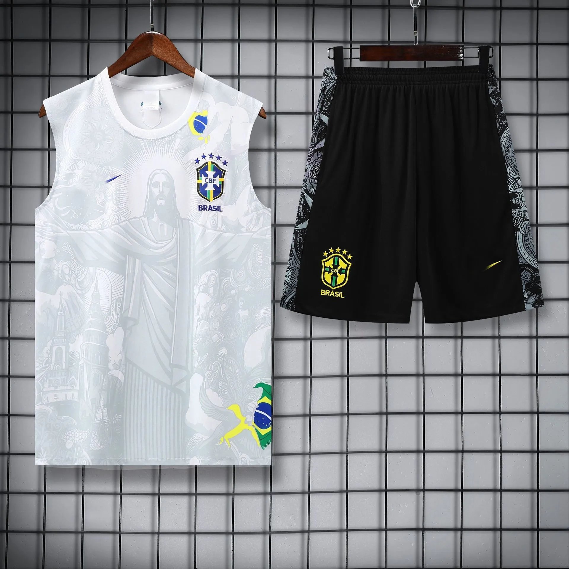 Atlético de Madrid Football Jerseys Sleeveless jersey and shorts set — 2526 Brazil White