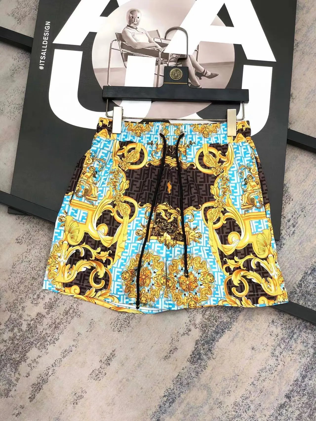 Fendi Swimwear FF monogram drawstring swim shorts — F 4 color yellow