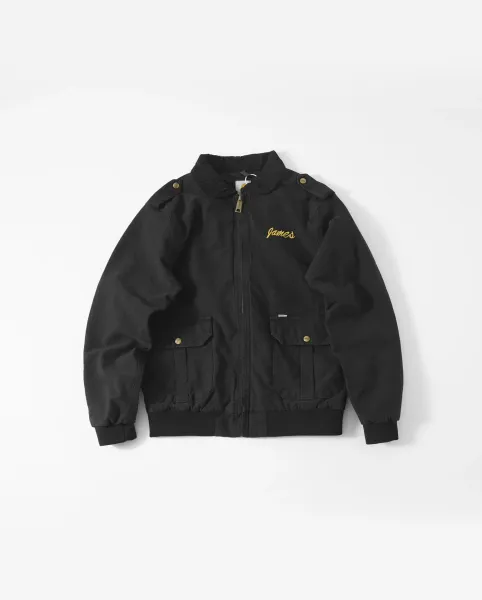 James Vintage Military-Style Jacket Black Outerwear - 1