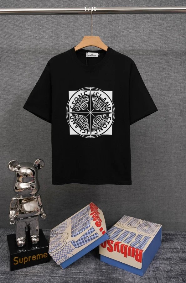 Stone Island T-Shirts Compass Graphic Short-Sleeve T-Shirt — SD 38 Black