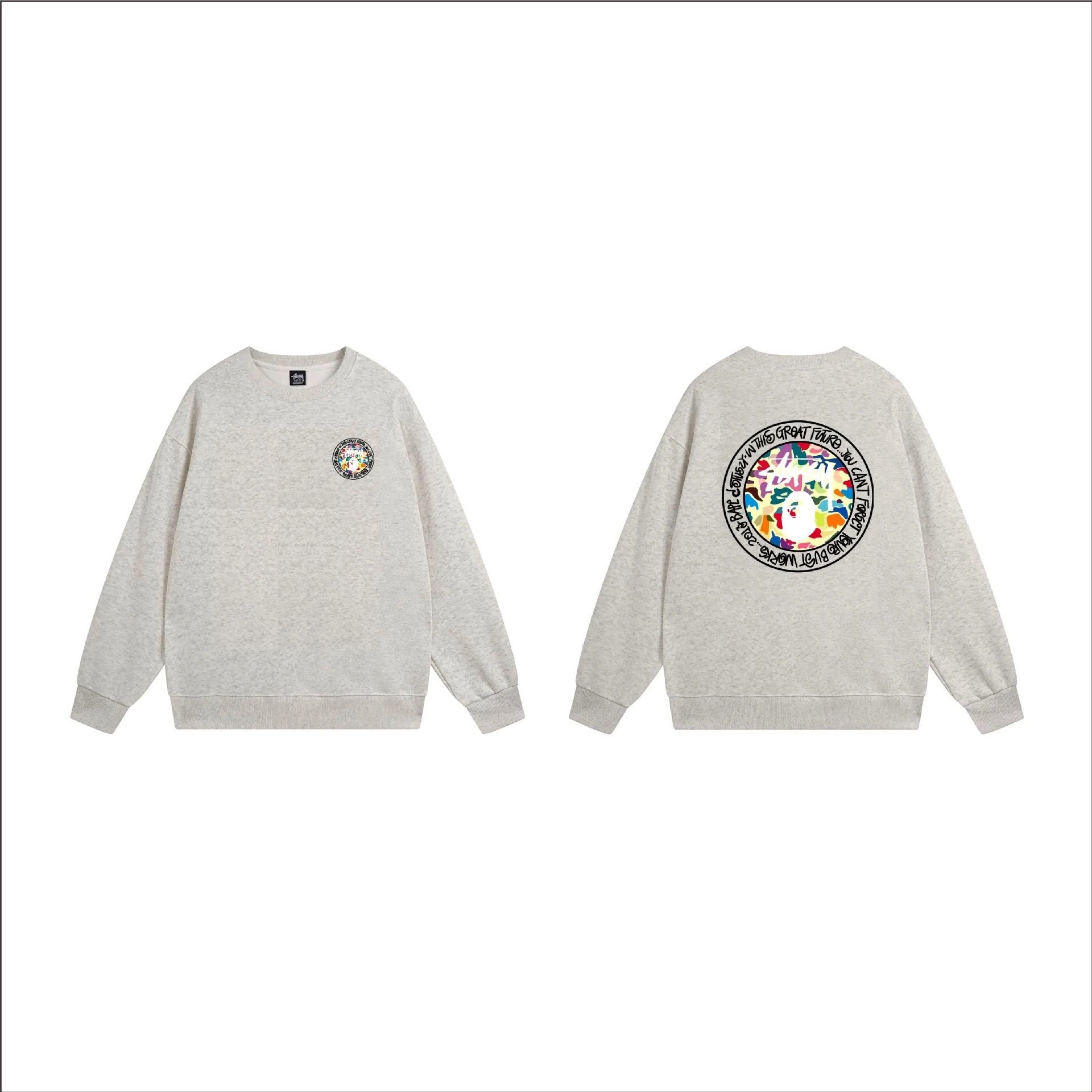 Stüssy Hoodies & Sweatshirts Crewneck graphic-print sweatshirt — 102 Hazel Gray