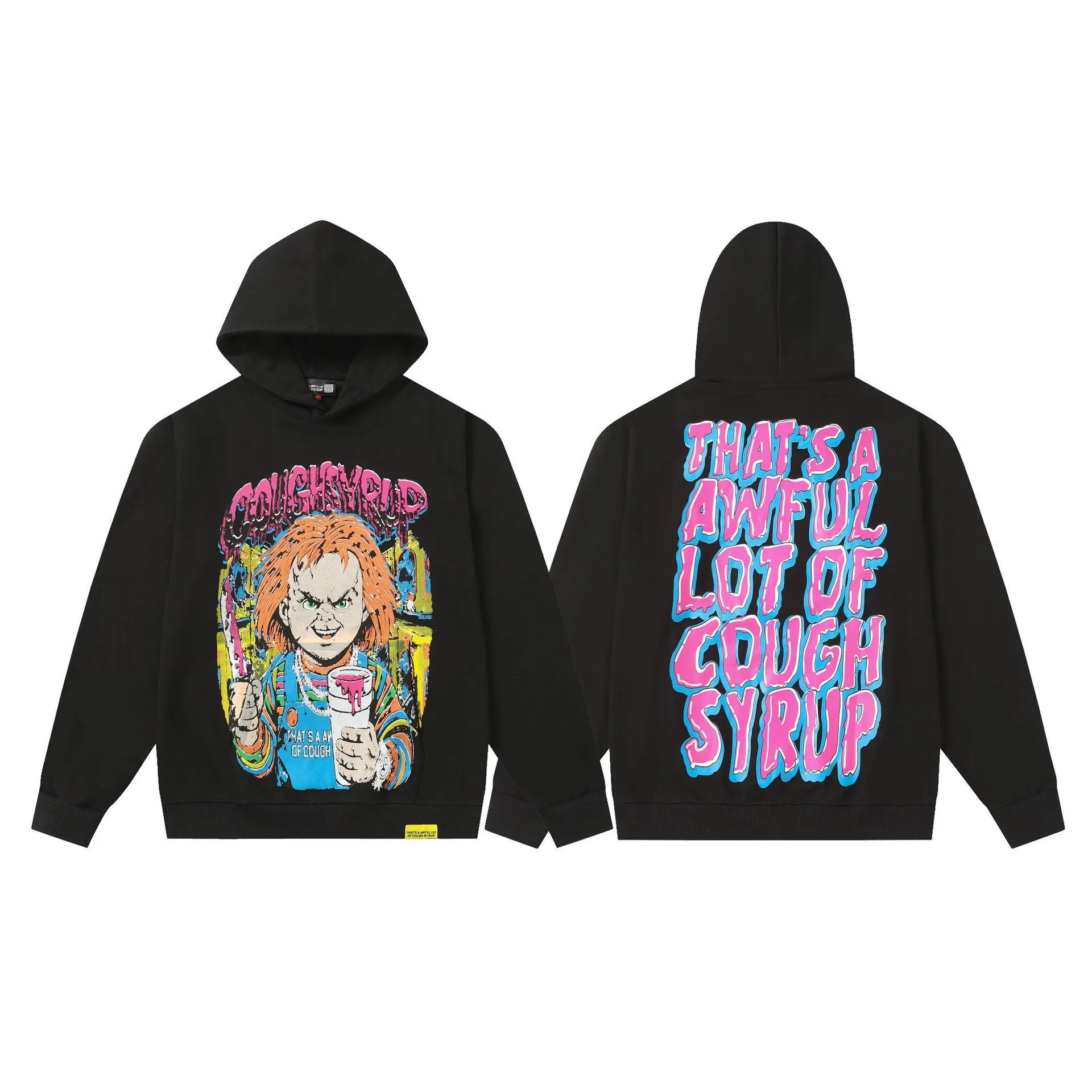Deno Studio Hoodies & Sweatshirts That's a Awful Lot of Cough Syrup Graphic Pullover Hoodie — 0327 Black