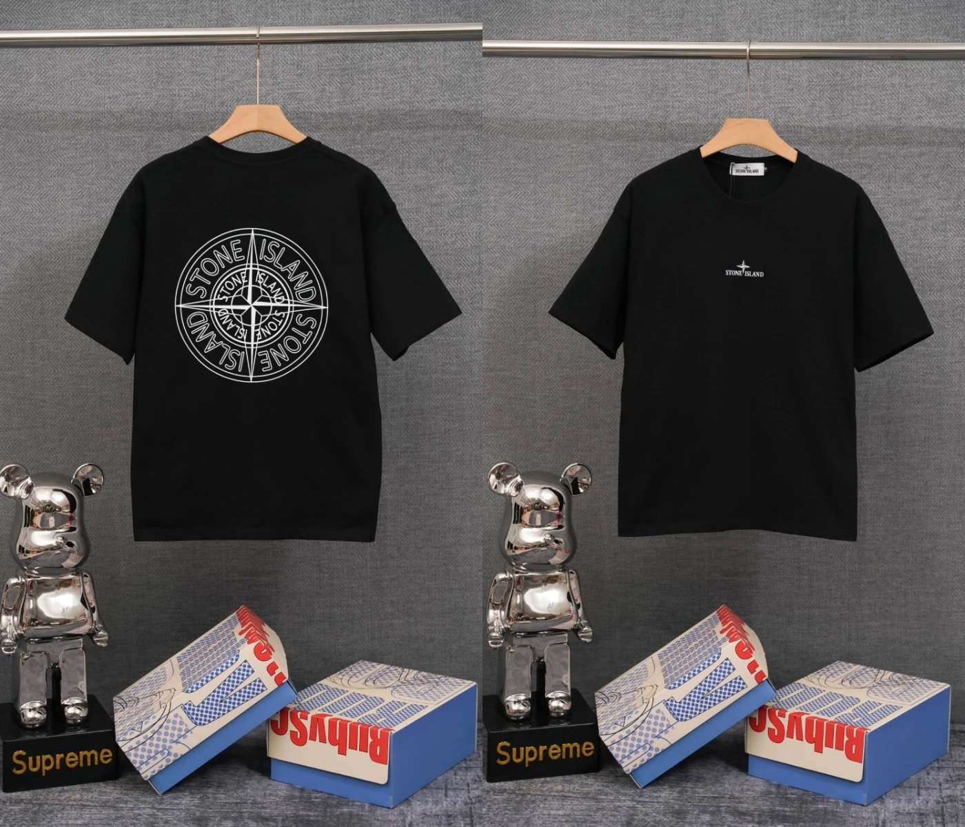 Stone Island T-Shirts Compass Graphic Short-Sleeve T-Shirt — SD 27 Black