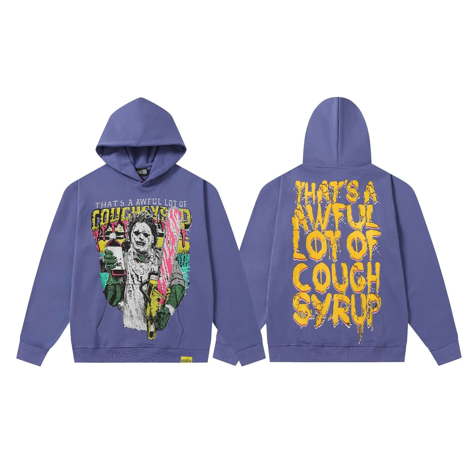 Deno Studio Hoodies & Sweatshirts That's a Awful Lot of Cough Syrup Graphic Pullover Hoodie — 0328 purple