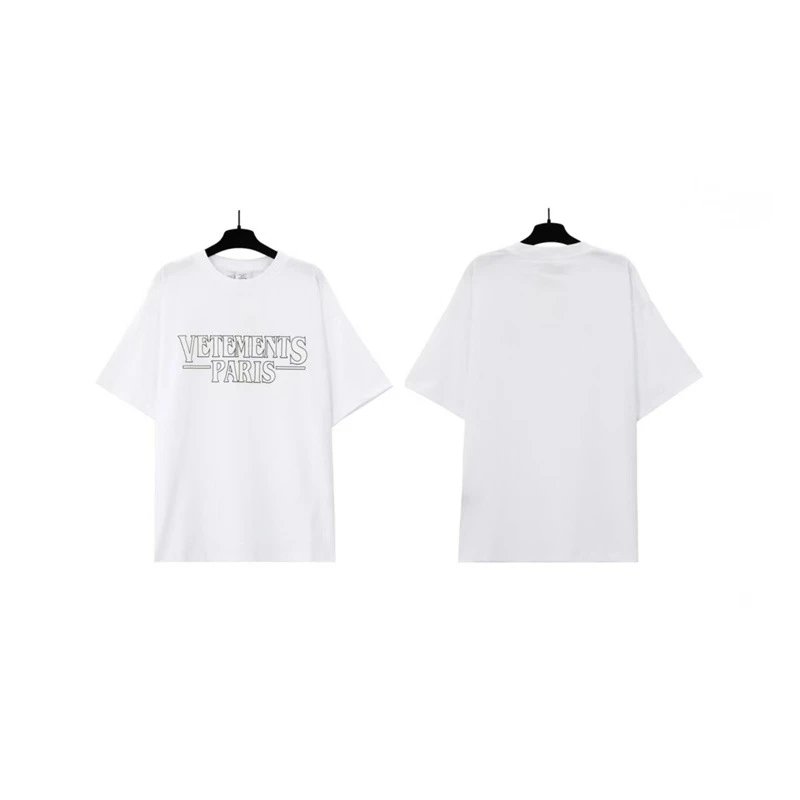 Vetements T-Shirts Graphic Print — White Cutout Letters 7016
