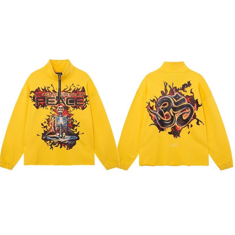 Hellstar Hoodies & Sweatshirts Graphic quarter-zip sweatshirt — D 3267 Yellow