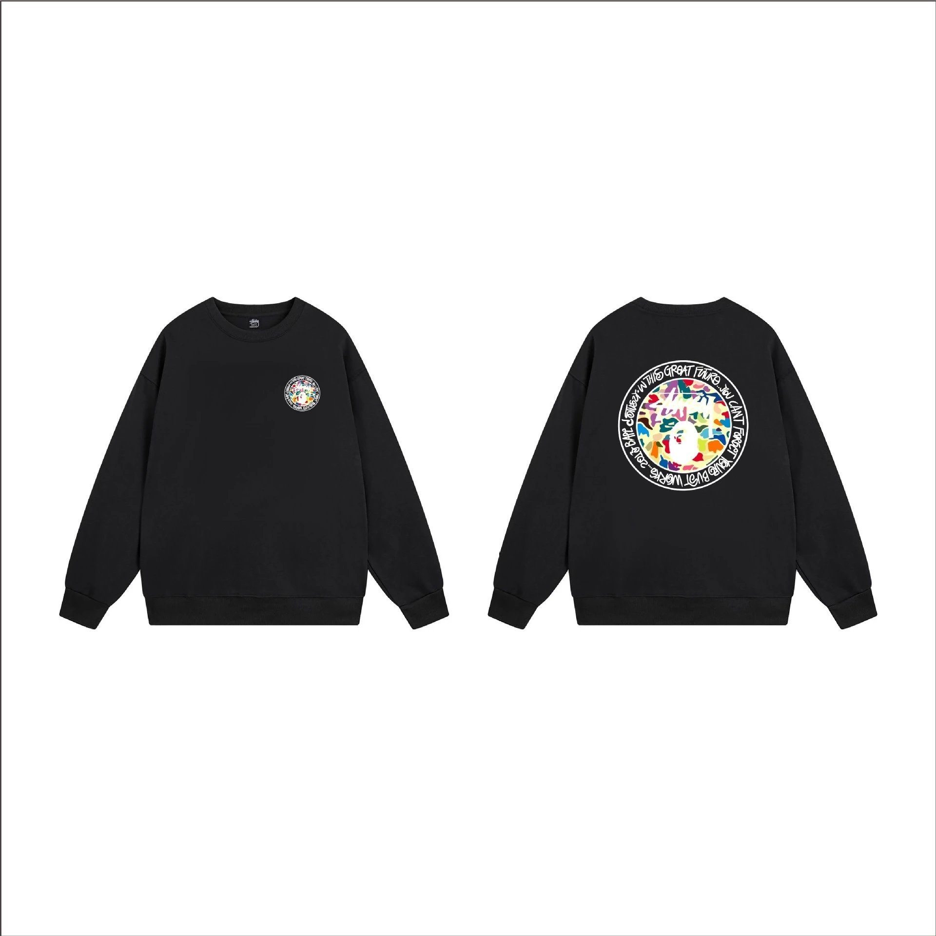 Stüssy Hoodies & Sweatshirts Crewneck graphic-print sweatshirt — 102 black
