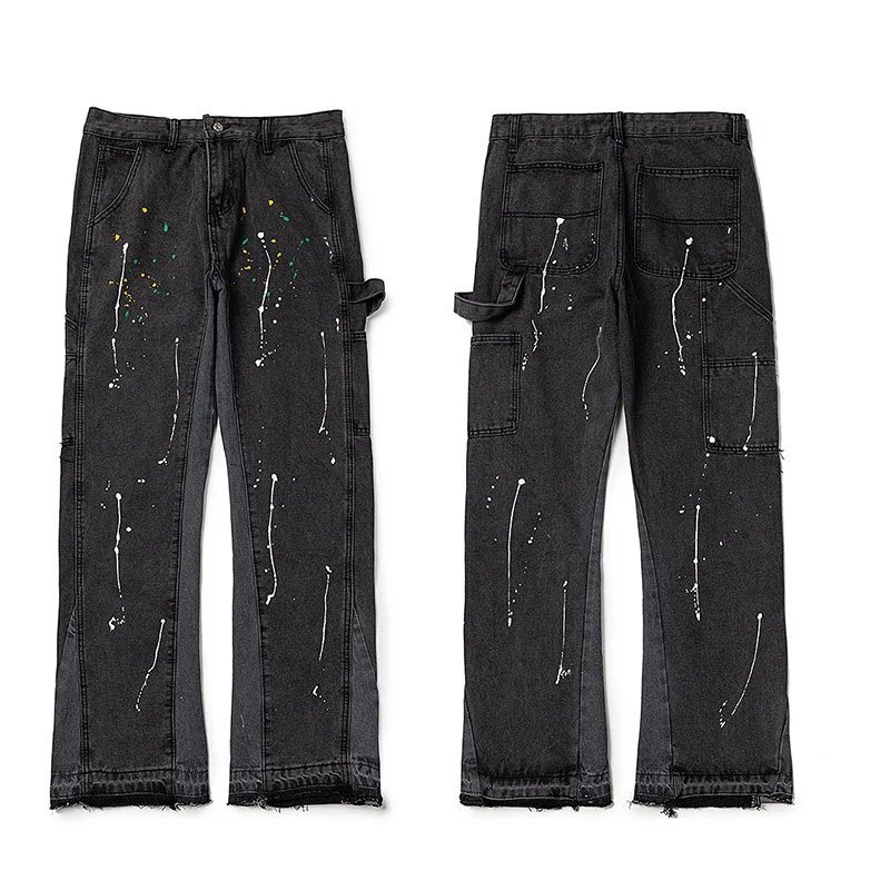 Gallery Dept. Shorts Distressed paint-splatter denim — 4096 black