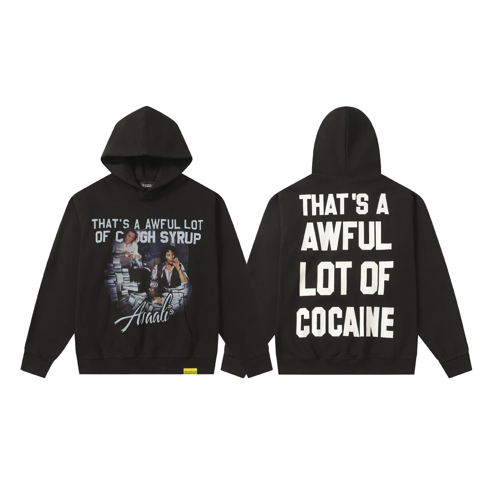 Deno Studio Hoodies & Sweatshirts That's a Awful Lot of Cough Syrup Graphic Pullover Hoodie — 0307 Black