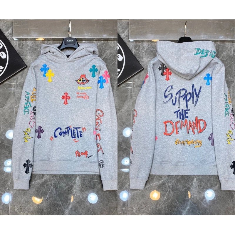 Chrome Hearts Hoodies & Sweatshirts Cross Graphic Pullover Hoodie — 8115 gray