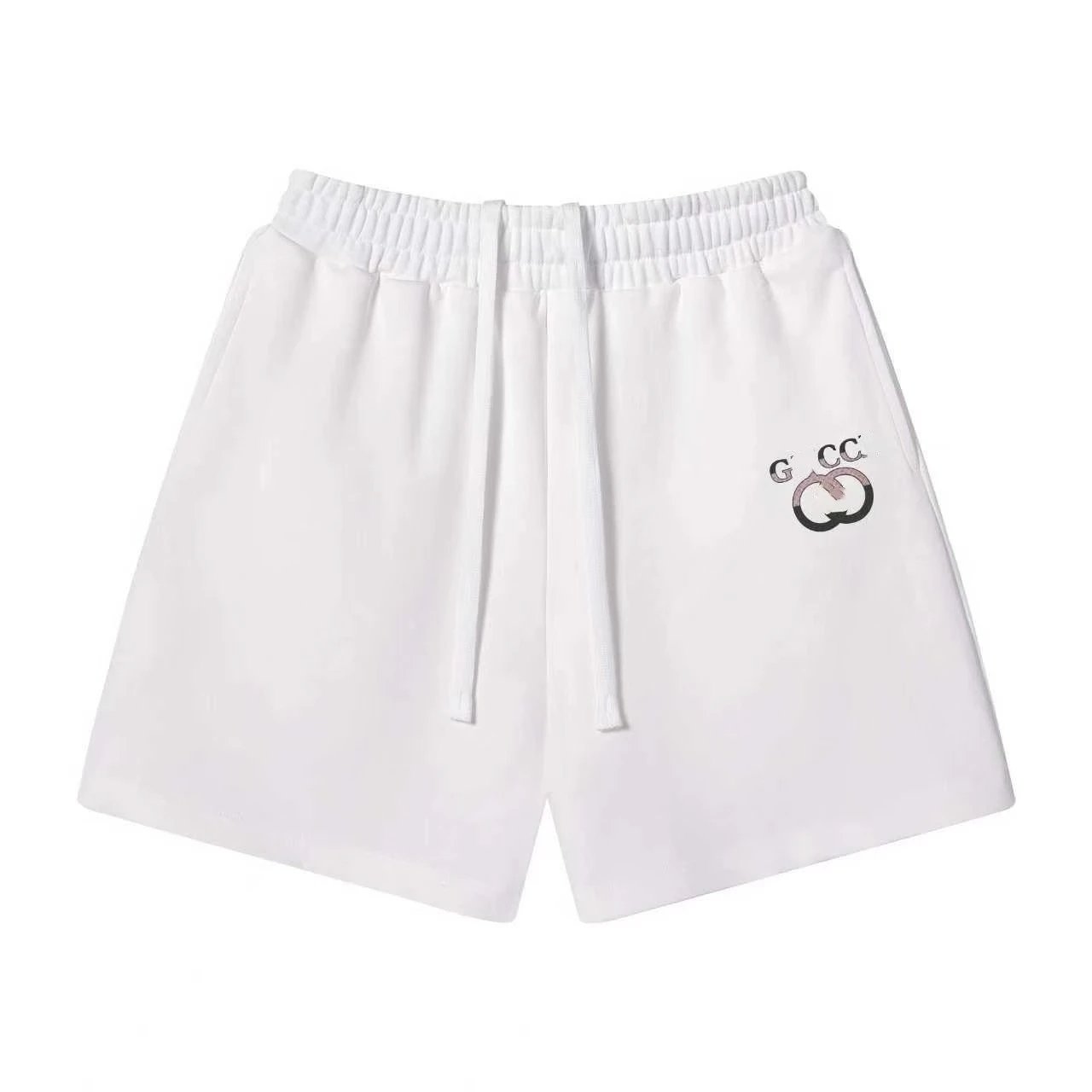 Unbranded Shorts Elastic-waist drawstring with graphic logo print — 30 white
