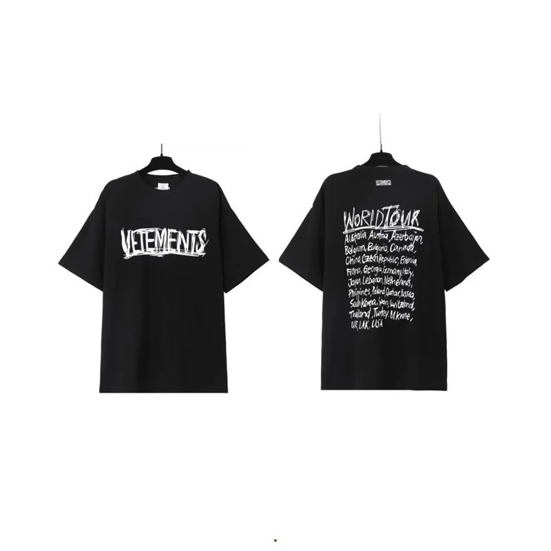 Vetements T-Shirts Graphic Print — Black and white graffiti letters 7010