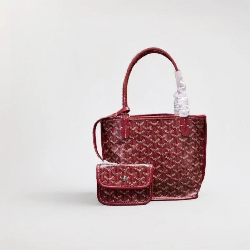 Goyard Backpacks Chevron-pattern flap backpack with top handle — Handbag wine red 20*20*12 CM