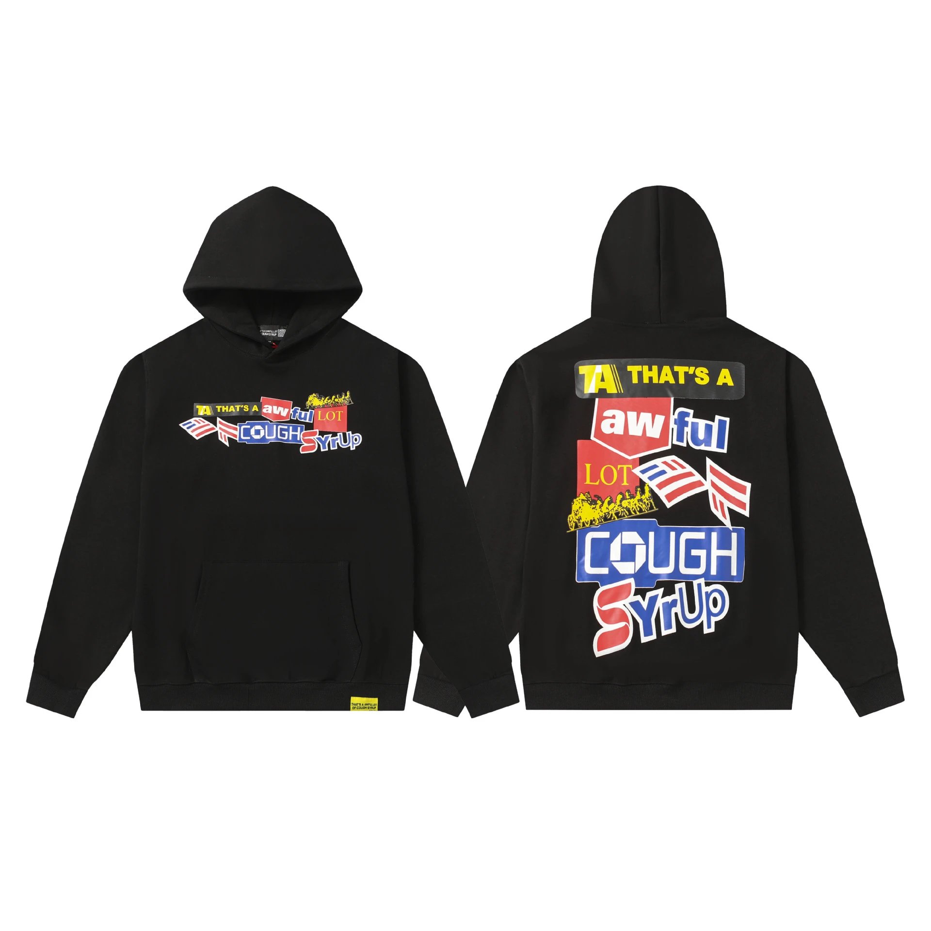 Deno Studio Hoodies & Sweatshirts That's a Awful Lot of Cough Syrup Graphic Pullover Hoodie — 0311 Black