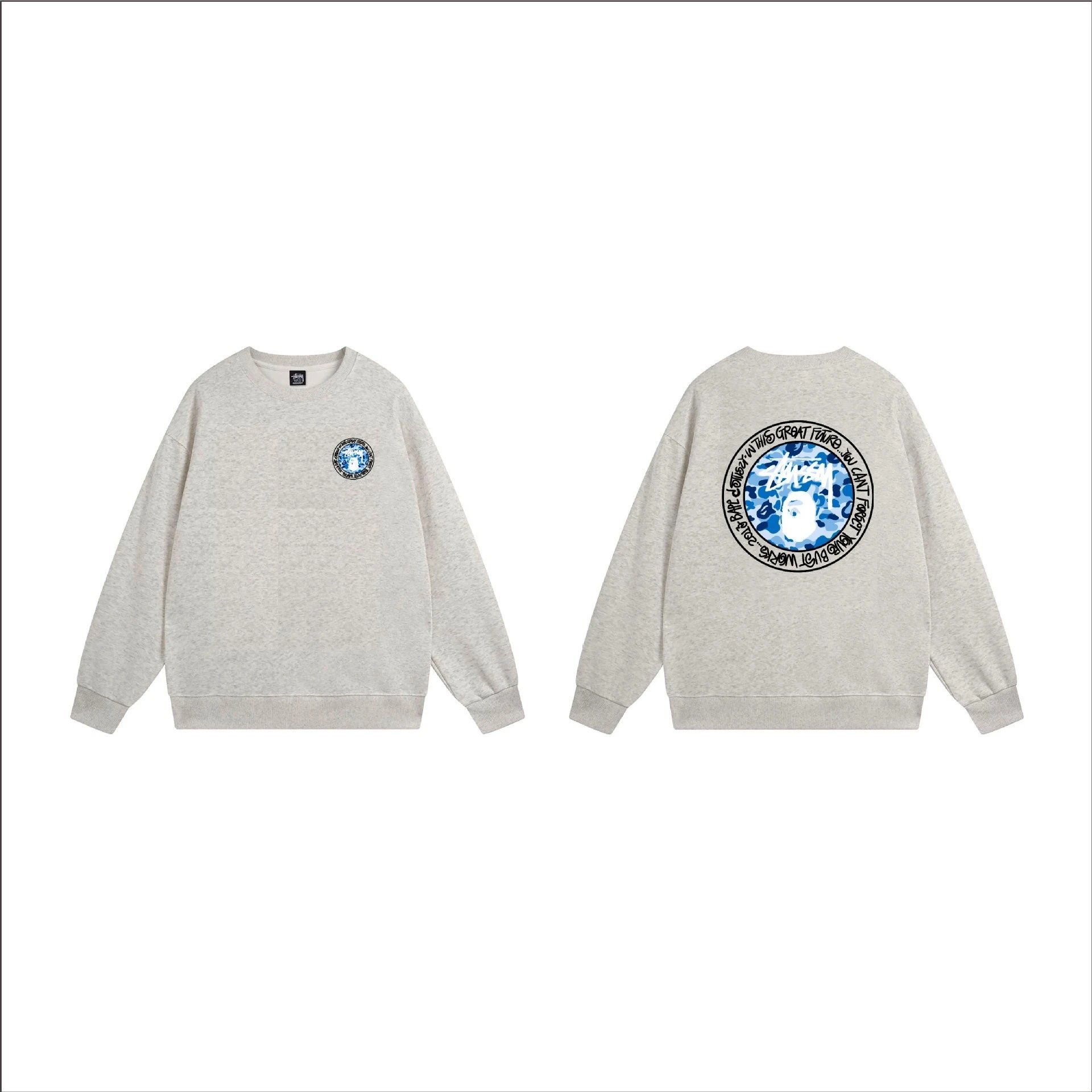 Stüssy Hoodies & Sweatshirts Crewneck graphic-print sweatshirt — 103 Heather Gray