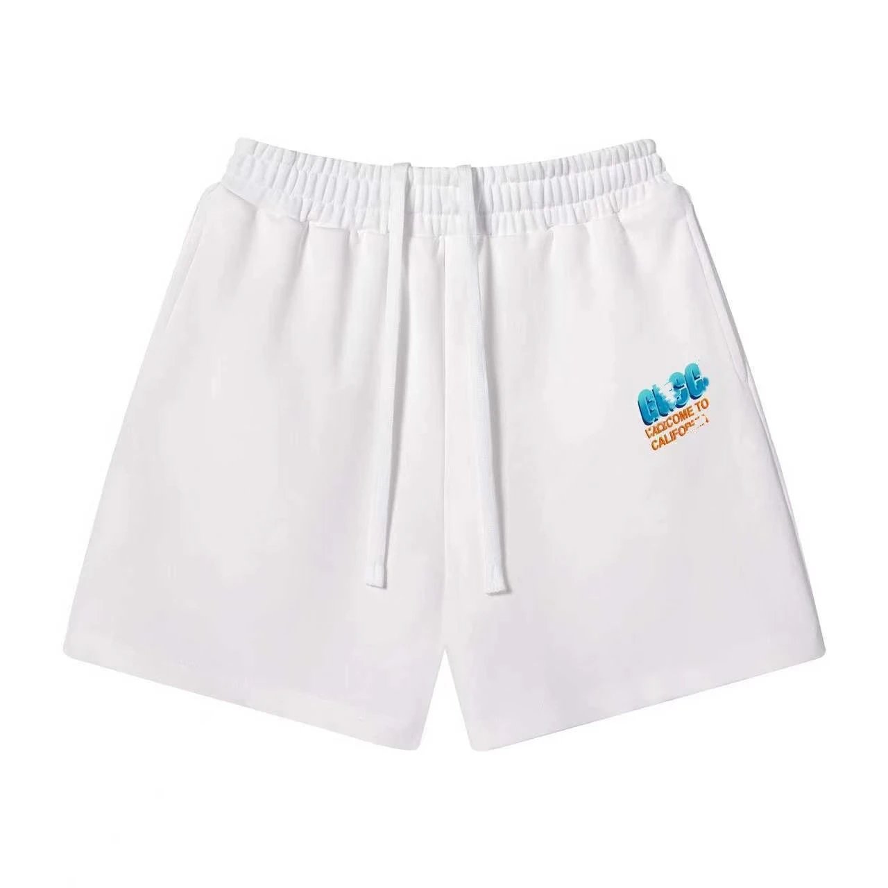 Unbranded Shorts Elastic-waist drawstring with graphic logo print — 31 white