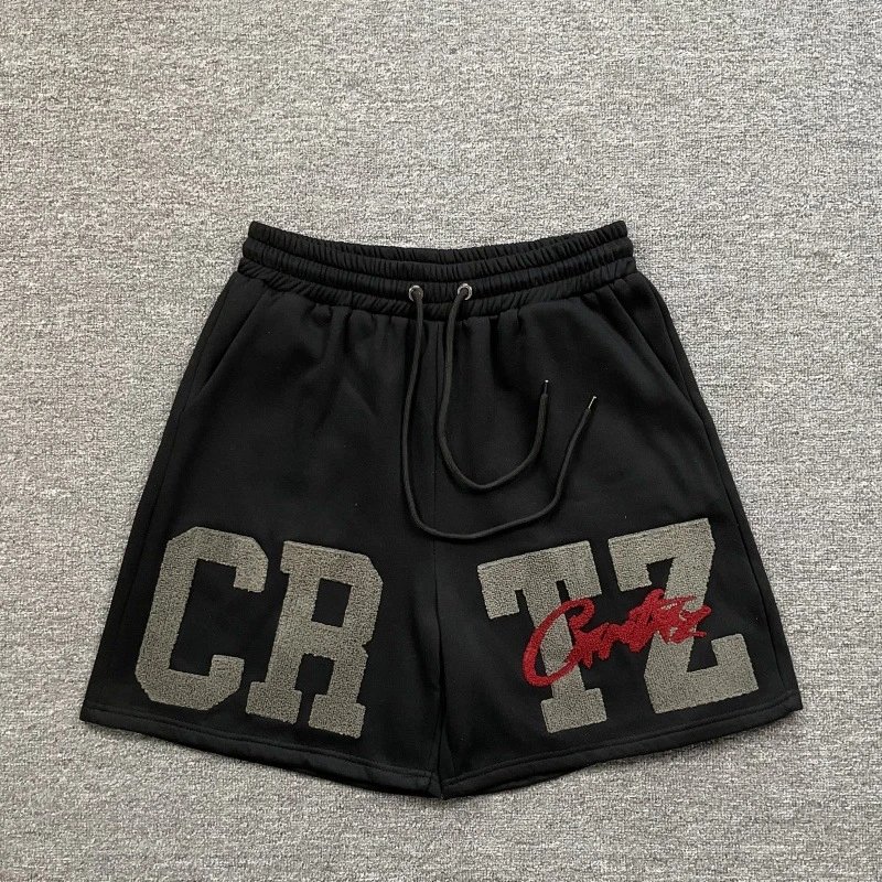 Corteiz Shorts CRTZ logo graphic drawstring — 01 Black