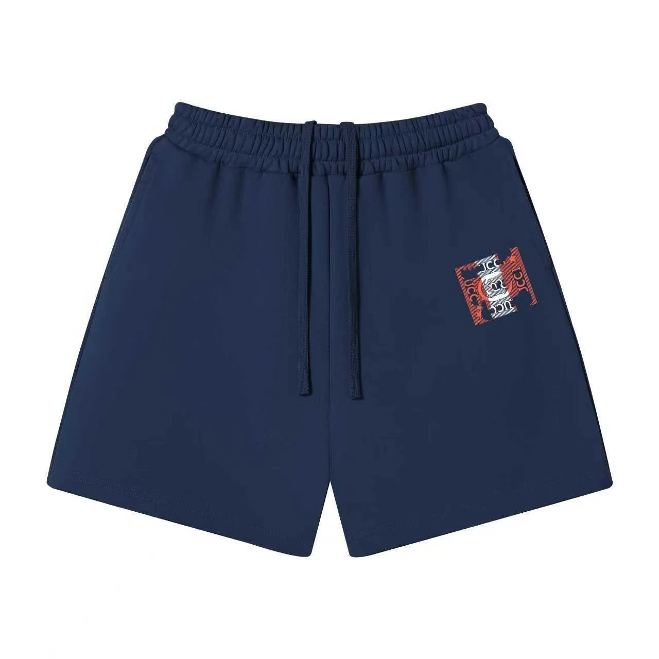 Unbranded Shorts Elastic-waist drawstring with graphic logo print — 32 Navy Blue