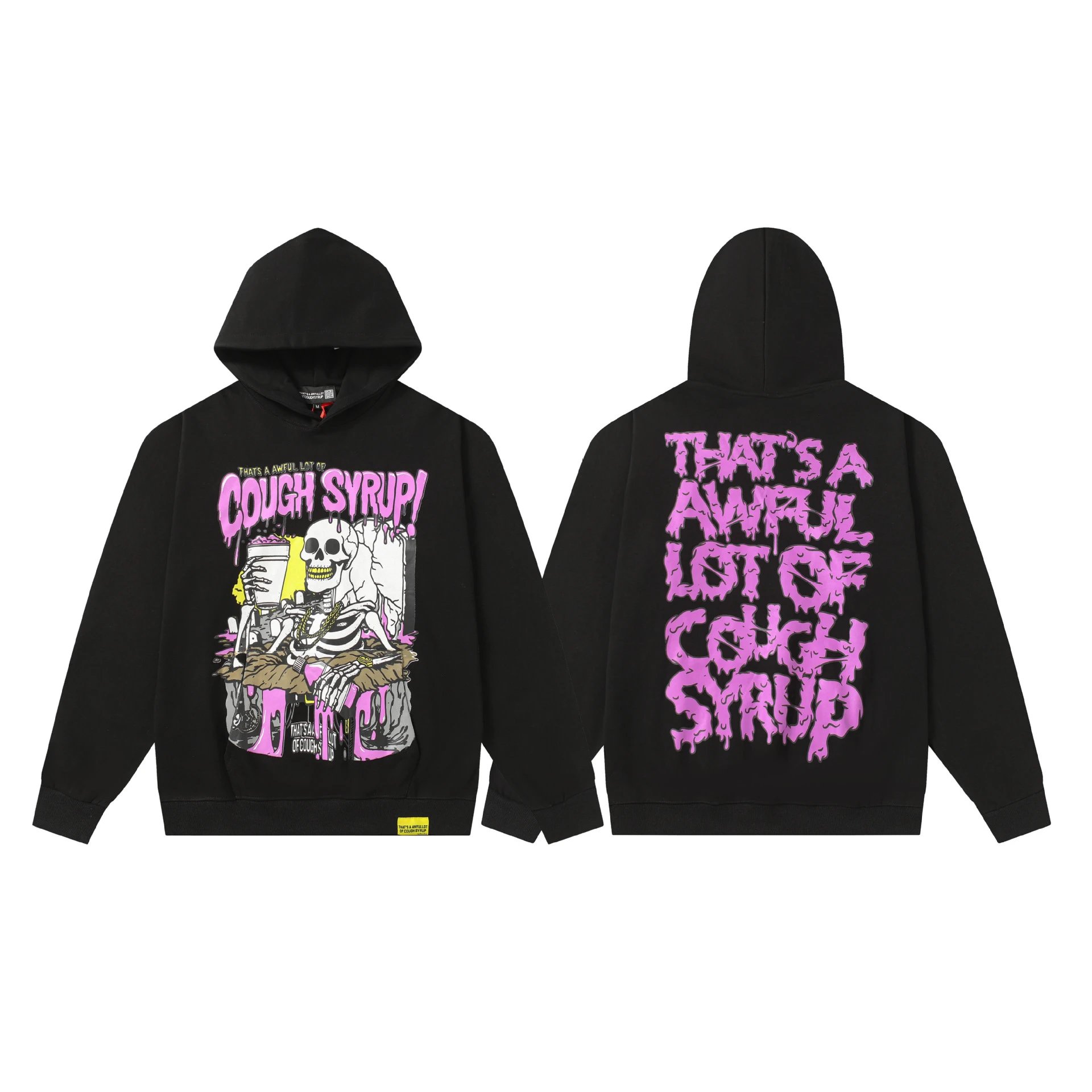 Deno Studio Hoodies & Sweatshirts That's a Awful Lot of Cough Syrup Graphic Pullover Hoodie — 0322 Black