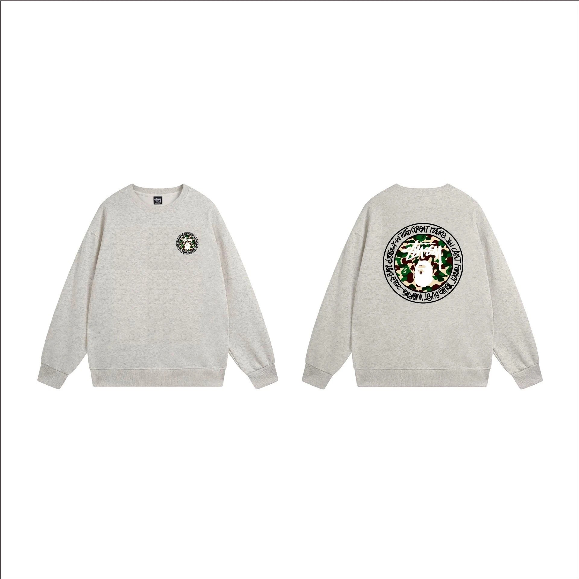 Stüssy Hoodies & Sweatshirts Crewneck graphic-print sweatshirt — 104 Heather Gray