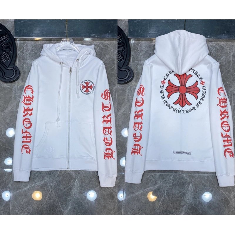 Chrome Hearts Hoodies & Sweatshirts Zip-Up with Cross Graphics — 8327 white