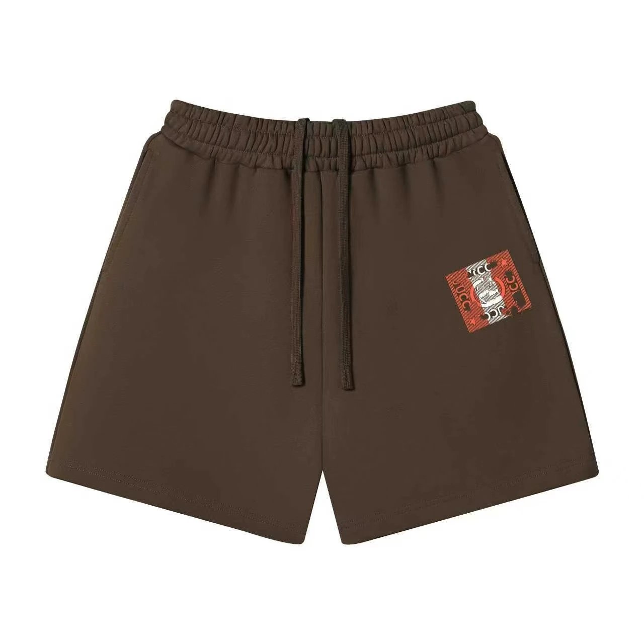 Unbranded Shorts Elastic-waist drawstring with graphic logo print — 32 Mocha color