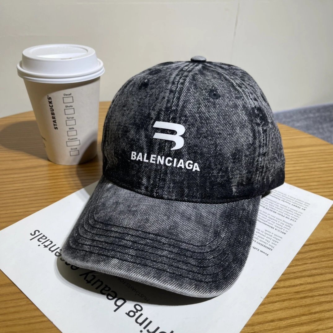 Balenciaga Hats Distressed Embroidered Baseball Cap — 17-5
