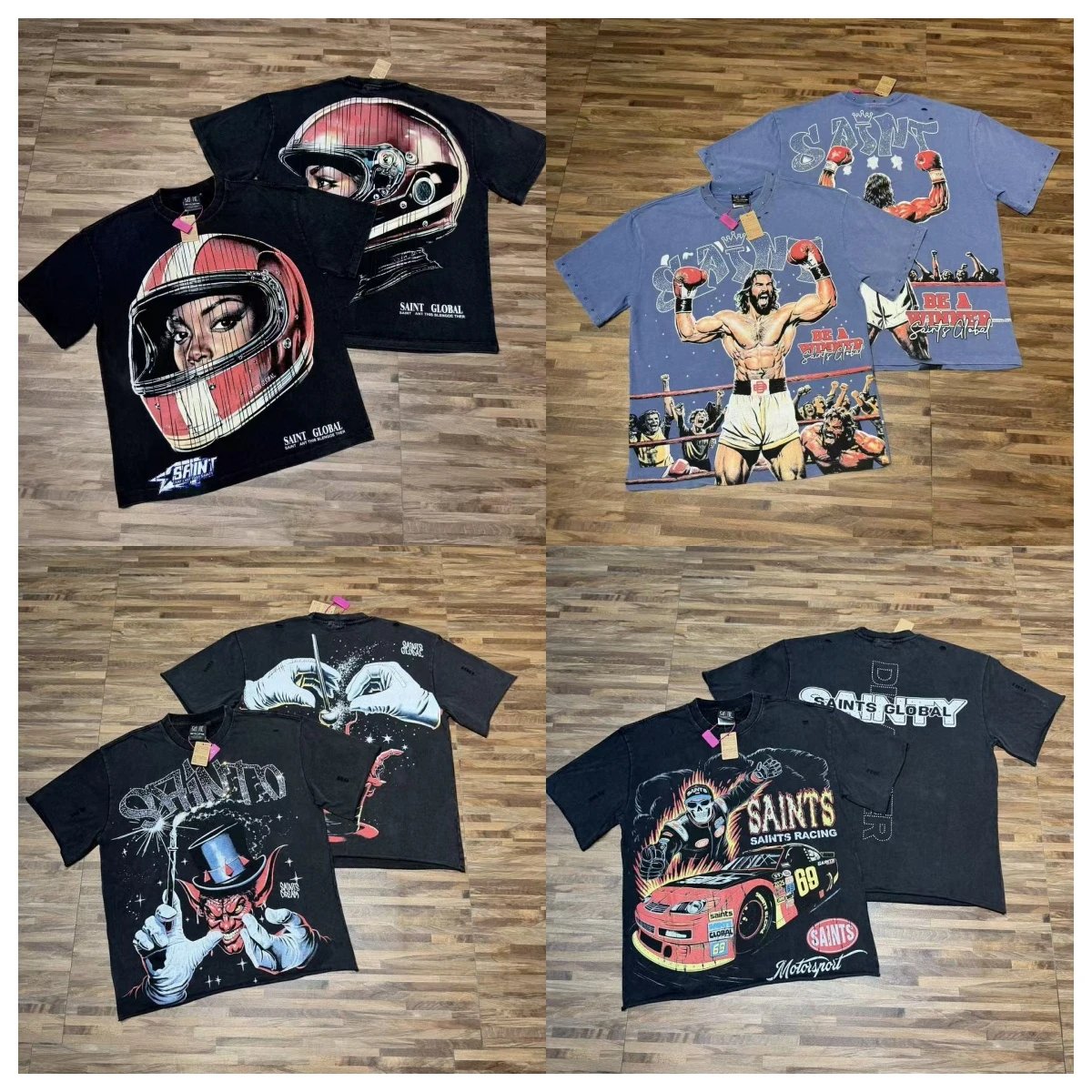 Saints Global Distressed Graphic T-Shirt Set