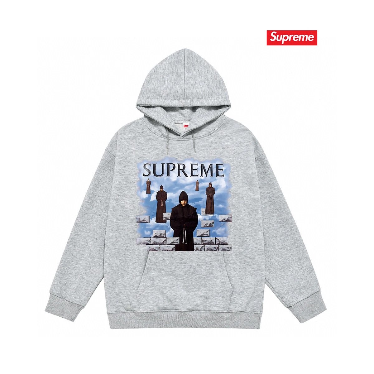 Supreme Hoodies & Sweatshirts Graphic Print Pullover Hoodie — S 2050 gray
