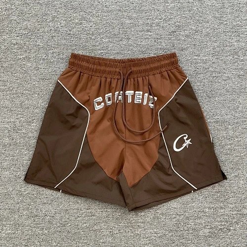 Corteiz Shorts CRTZ logo graphic drawstring — 3217 Dark brown