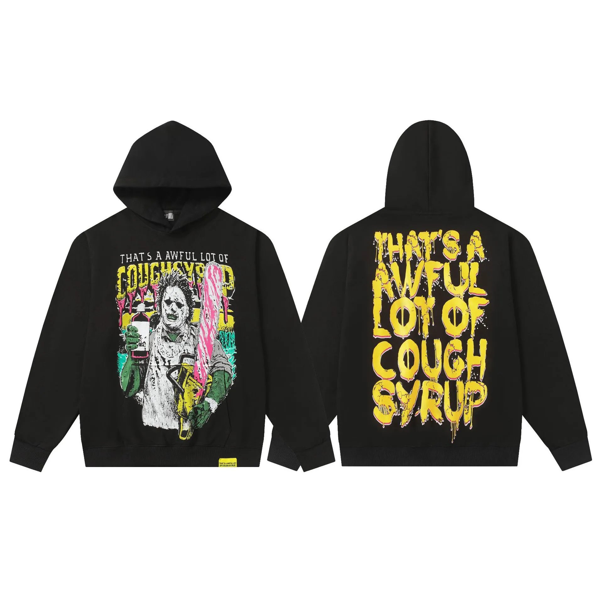 Deno Studio Hoodies & Sweatshirts That's a Awful Lot of Cough Syrup Graphic Pullover Hoodie — 0328 Black