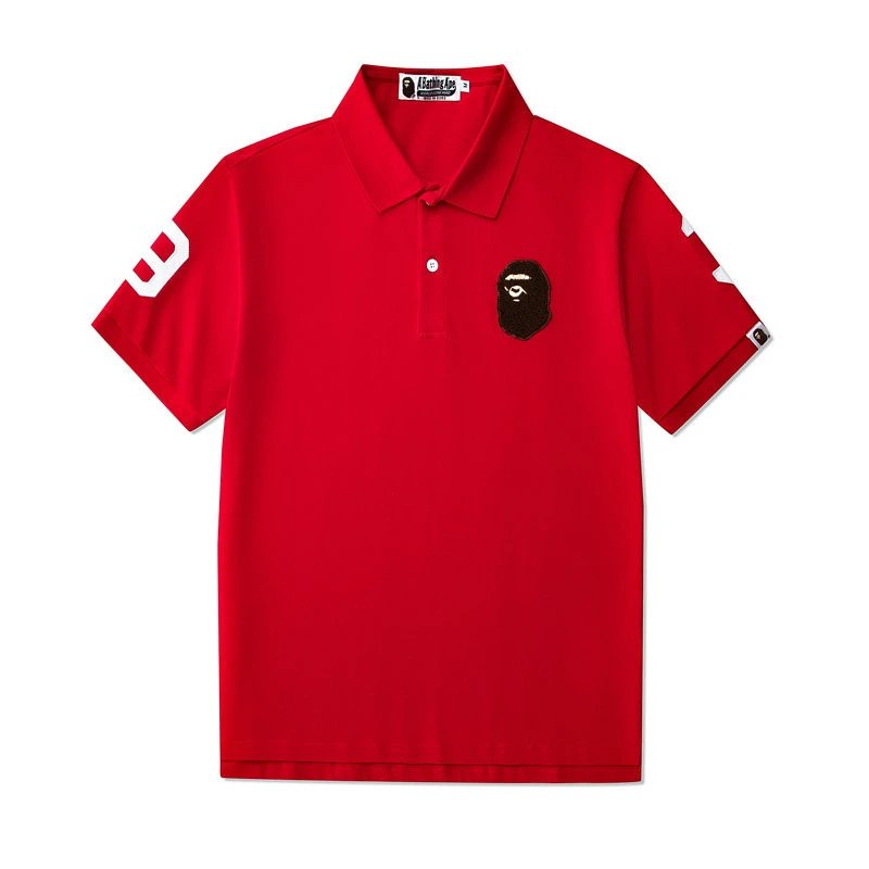 A BATHING APE T-Shirts Head Embroidered T-Shirt — 2341 red