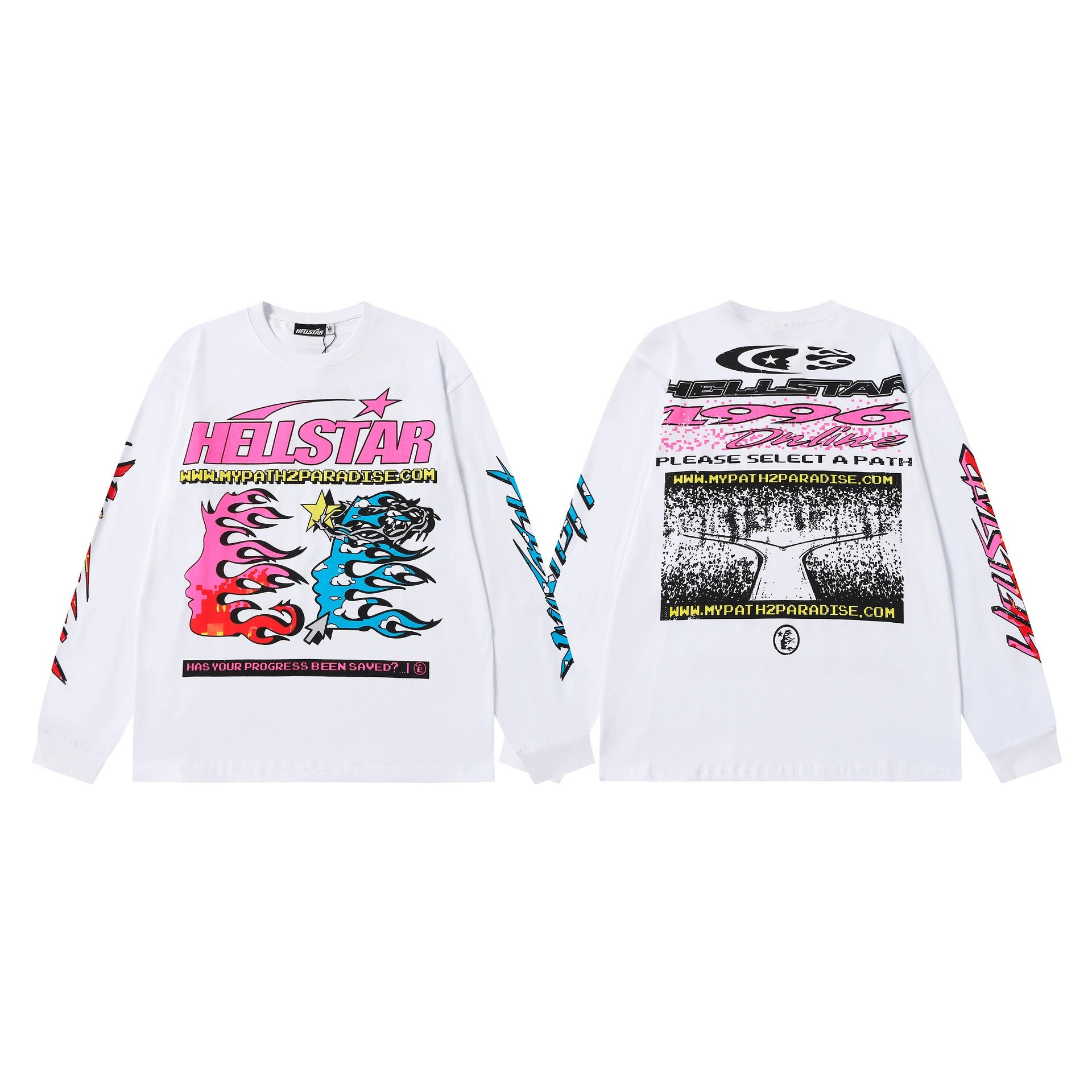 Hellstar T-Shirts Graphic Print Long-Sleeve T-Shirt — 7102 white